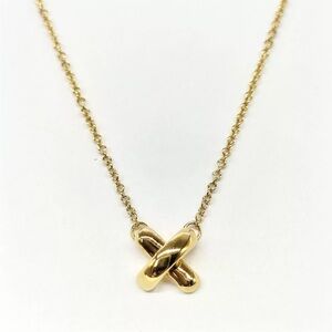 Tiffany & Co necklace cross stitch 18k yellow gold